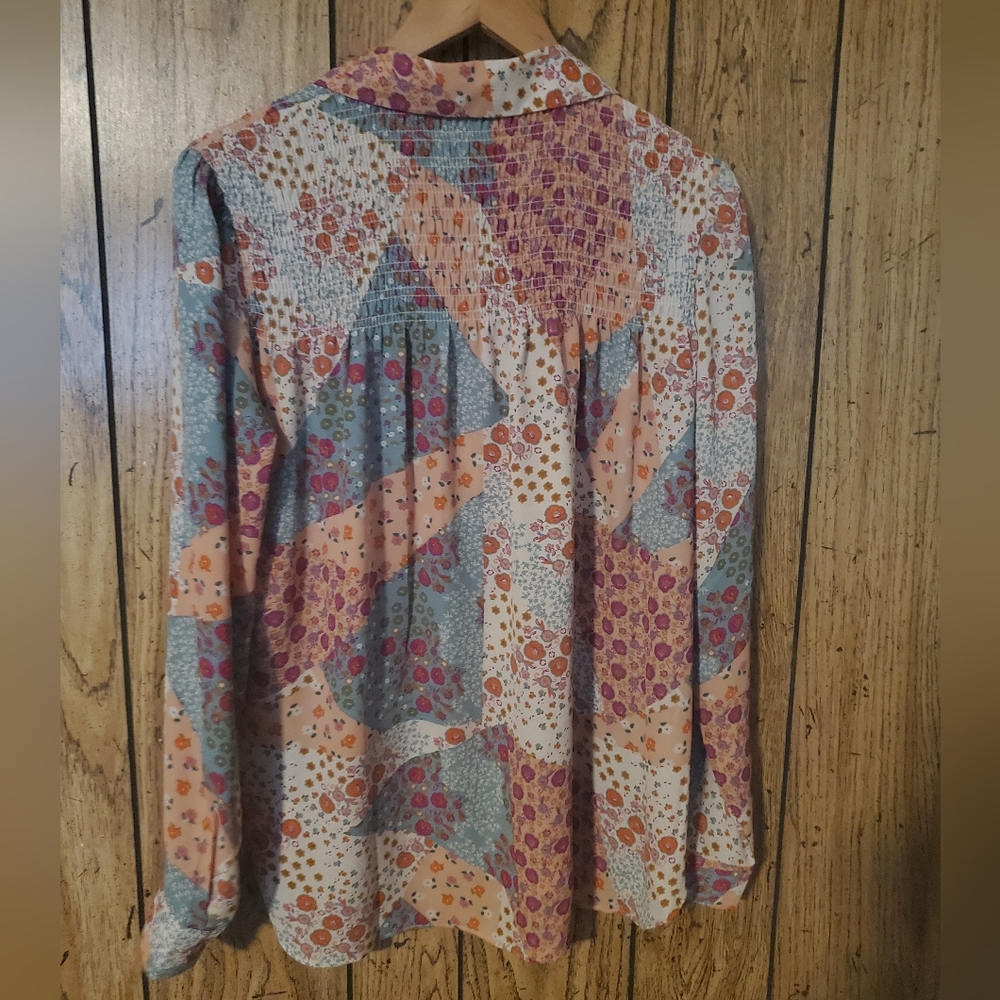 Rose + Olive Boho Patchwork Floral Button Down Se… - image 5